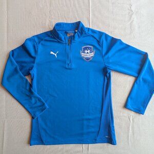 Puma Youth Small Charlotte Soccer Academy Quarter Zip Blue Training Top DryCELL